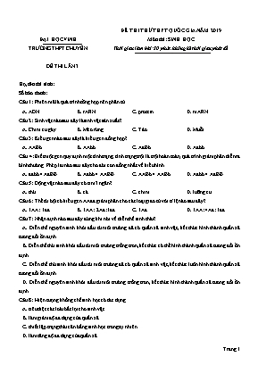 Đề thi thử THPT Quốc gia môn Sinh học năm 2019 - Đề thi lần 3 - Đại học Vinh (Có đáp án)